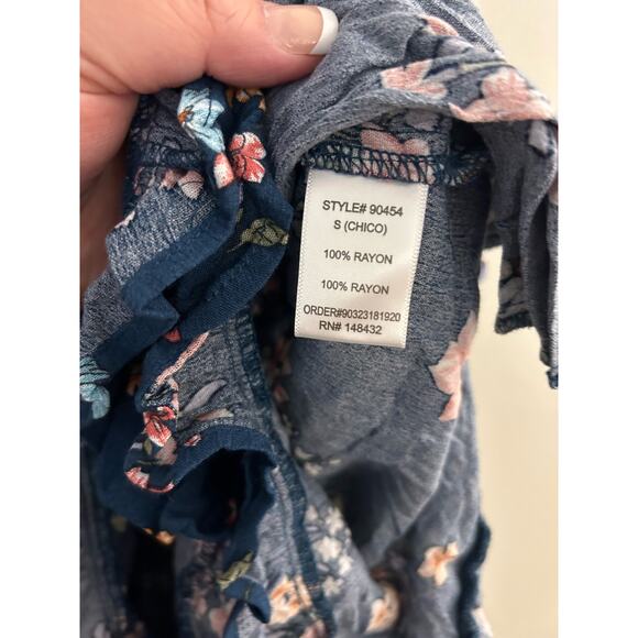 Be Cool Blue Multi Color Floral Tank Romper Size Small - Picture 7 of 7